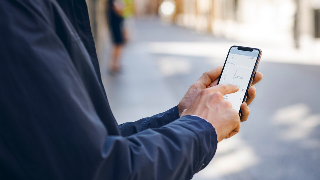 A mobile phone displaying the Find My Car feature on the Lexus Link app