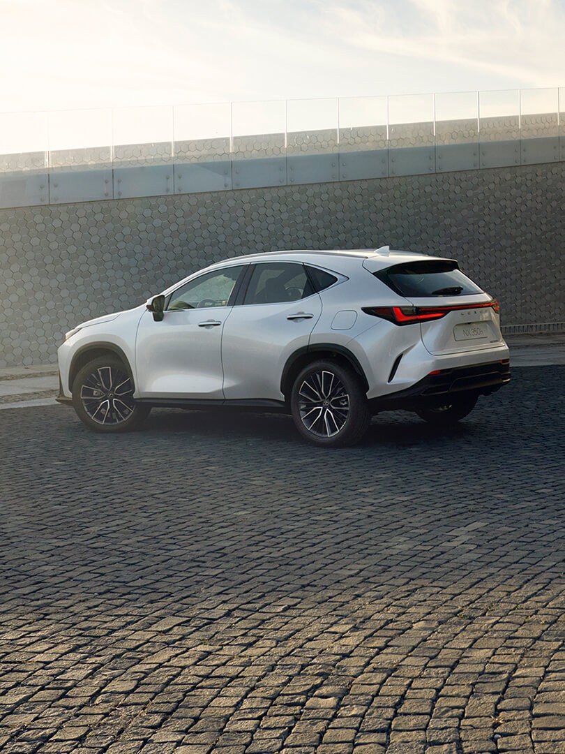 A Lexus NX 300h driving under a structure 